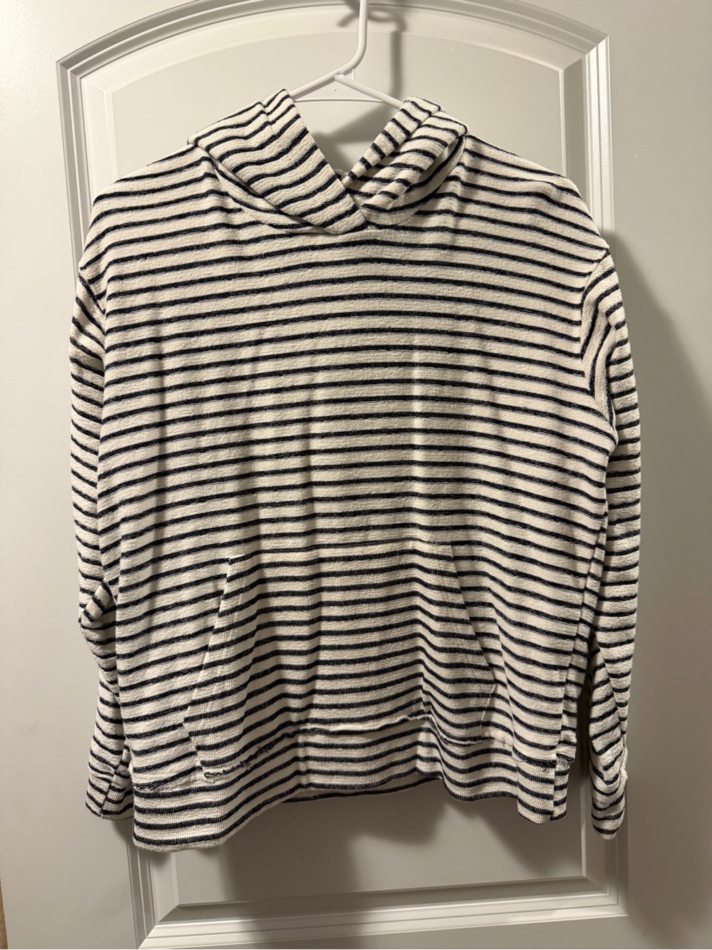 Stateside Nautical Striped Slub Knit Hoodie Small Made in USA Coastal Grandma